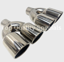 Pair 2.5 Inlet Stainless Exhaust Tip Dual 3.5 Out Staggered Angle Cut 9 Long