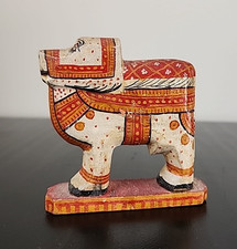 Vintage Indian Nandi Figurine Wooden Cow Figure Antique Sacred Collectible