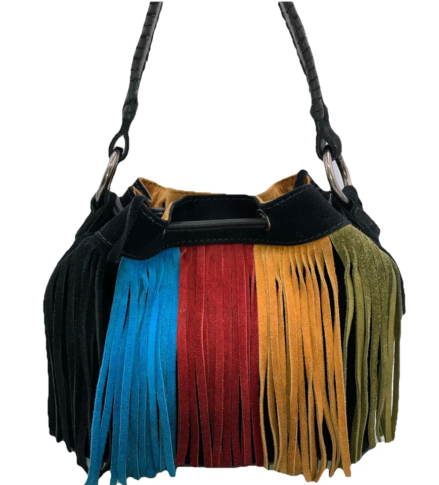 Bolso cubo Patricia Nash Elisa gamuza flecos cordón con bolsa antipolvo Foto 2 de 4