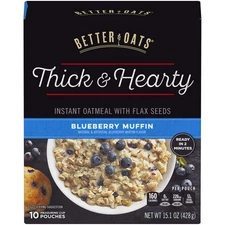 Post Better Oats Thick & Hearty Whole Grain Instant Oatmeal with Flax Seeds, Blu