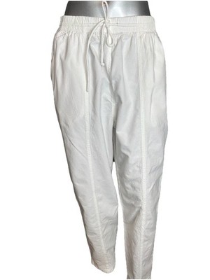Summit Hill Women s White Cotton Pull On Pants L Elastic Waist  Minimalist