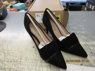 Journee Collection Marek Black Size 5.5 Pleated Pointed Toe Pump Stiletto Heels