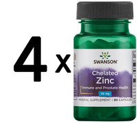 4 X Swanson Chelated Zinc, 30Mg - 90 Caps (77,75 Eur/Kg)