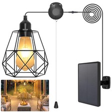 Solar Shed Chandelier Pendant Lights Indoor Outdoor with Pull Cord for Gazebo