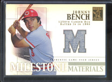 2002 Topps Tribute JOHNNY BENCH #MIM-JB Milestone Materials Relic Patch Reds HOF