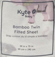 Kyte Bamboo Fitted Twin Sheet Baby 39 x 75 inches  Carry Bag Pink Elephants EUC