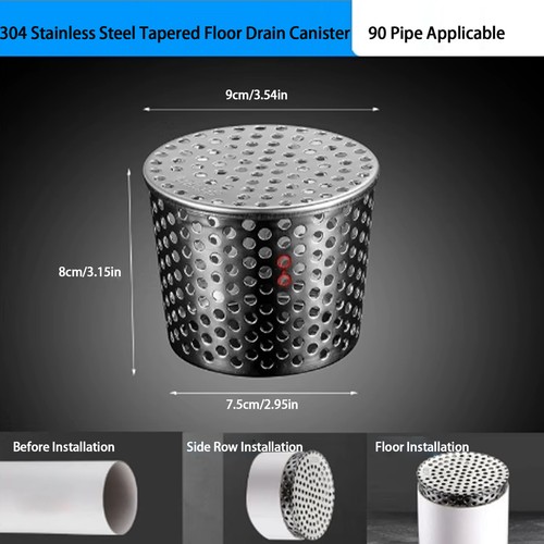 75-90mm Stainless Gutter Guard Leaf Filter Strainer Downspout Drain Pipe Cover - Picture 2 of 8