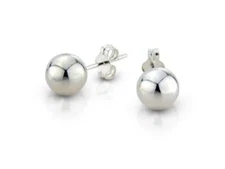 925 Sterling Silver Round Ball Stud Earrings High Polished Butterfly Post Backs