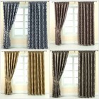 Pencil Pleat Fully Lined Ready Made Jacquard Curtains Blue Gold Grey Purple