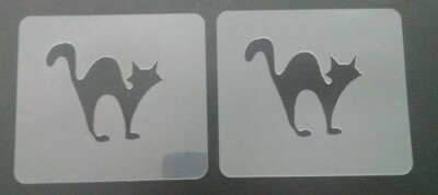 2 x Grusel Katze Gesicht Farbschablonen Wiederverwendbar Halloween Gruselig 