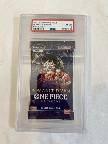2022 One Piece First Print OP01-Romance Dawn Booster Pack Sealed PSA 8 low pop - Foto 17 di 18