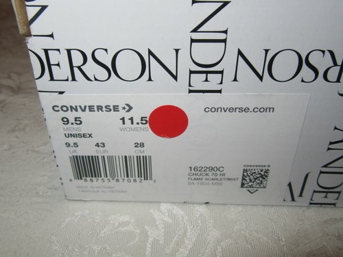 Converse x JWA JW Anderson ct70 Grid Print Chuck 70 Hi Red Flame Scarlet Sz 9.5 - Picture 5 of 12