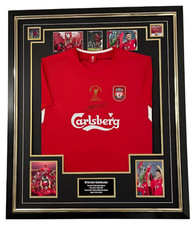 * Framed STEVEN GERRARD of Liverpool 2005 Signed Shirt Autographed Jersey *
