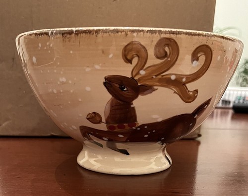 Dario Farrucci Christmas Reindeer Bowl. Nuts, Candies. 7” - Picture 2 of 4