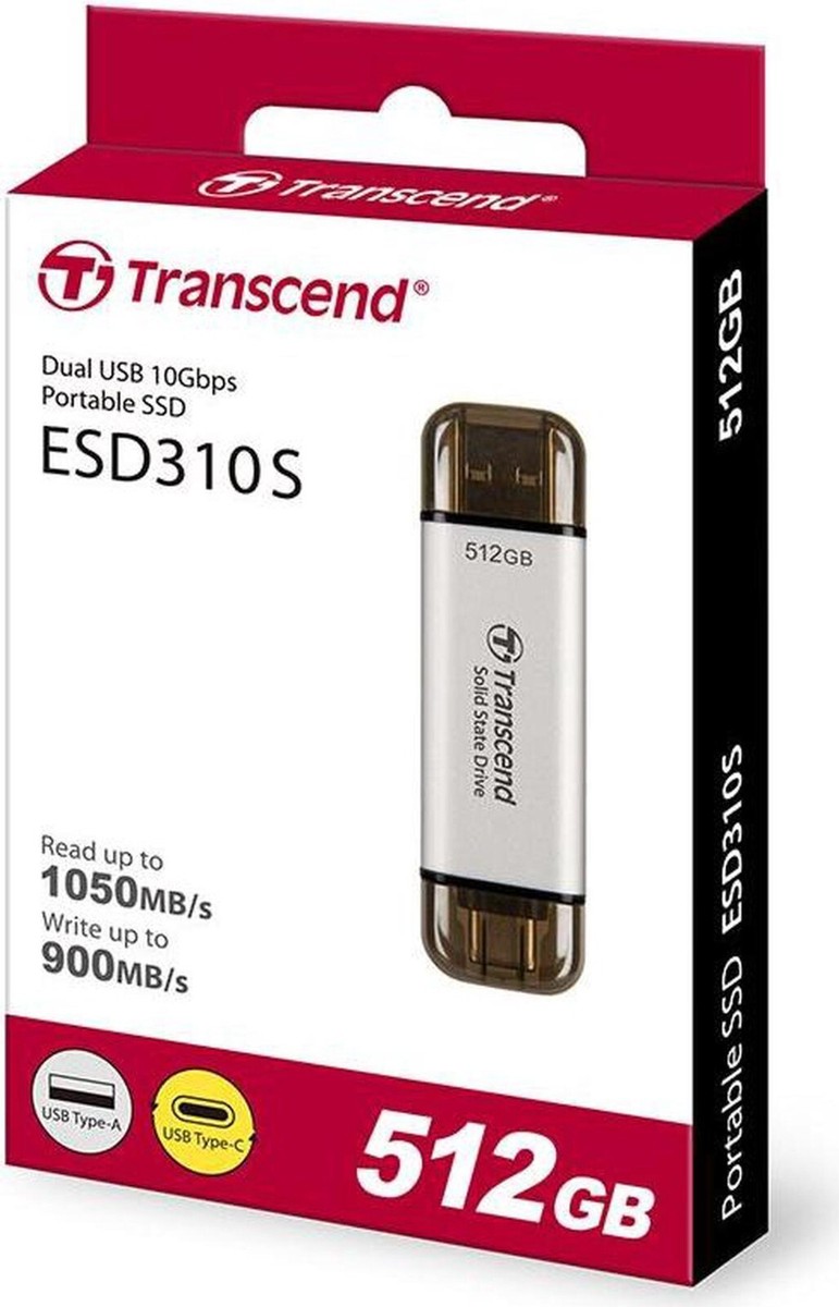 Transcend 512GB ESD310 Portable SSD USB Silver Model TS512GESD310S