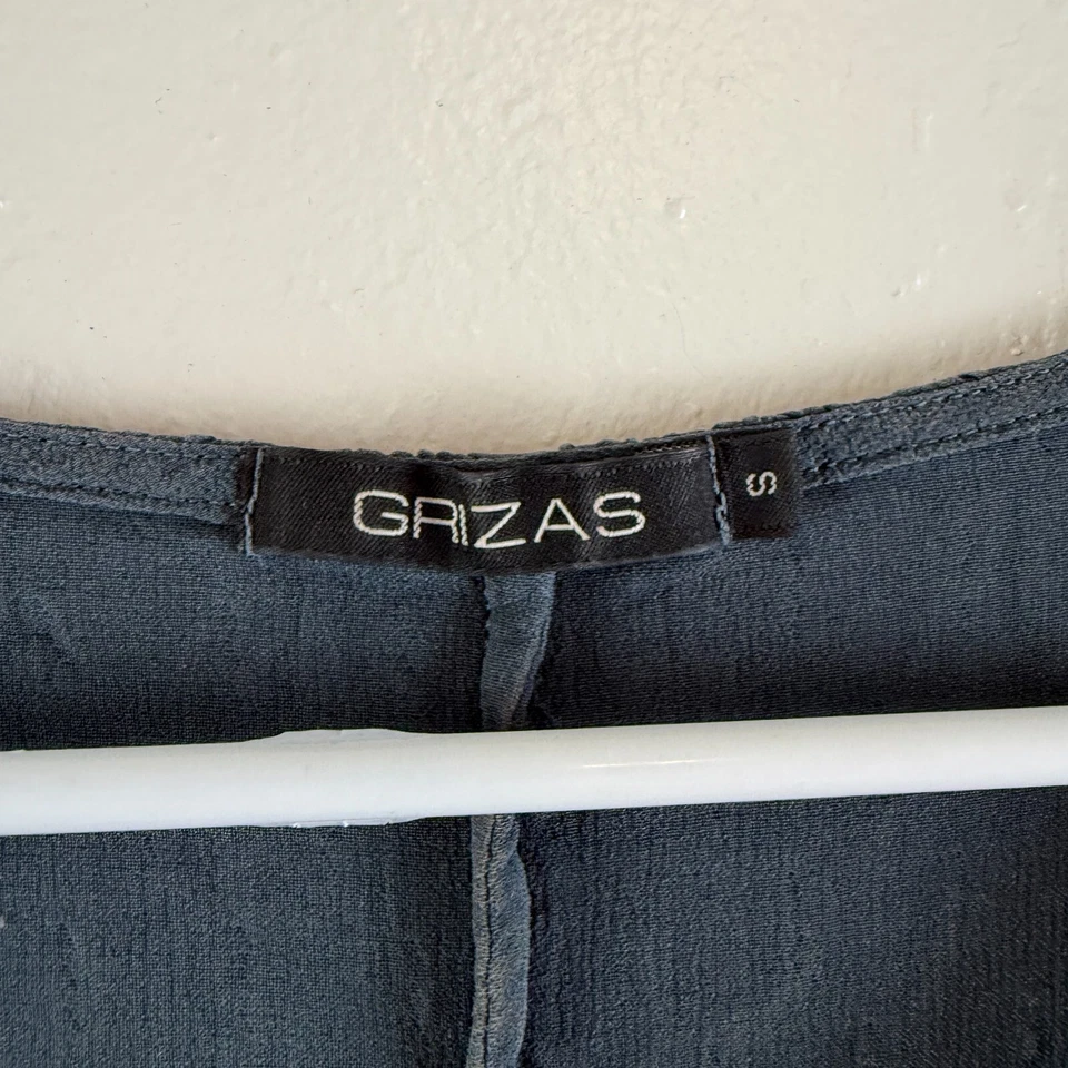 Top túnica Grizas Lagenlook TALLA S mezcla de lino seda negro arrugado de gran tamaño Foto 2 de 4