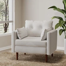 Ashuelot Mid Century Modern Fabric Tufted Club Chair with Accent Pillows