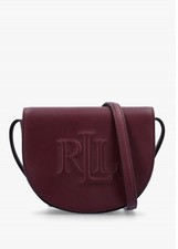 Lauren Ralph Lauren Leather Medium Witley Crossbody Bag Red Burgundy 275