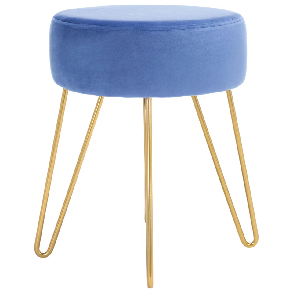 SAFAVIEH Abrea Round Ottoman | Steel Blue / Gold | - Image 3 of 4