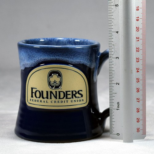 Taza de té de café Deneen Pottery esmalte por goteo azul fundadores cooperativa de crédito - Imagen 7 de 7