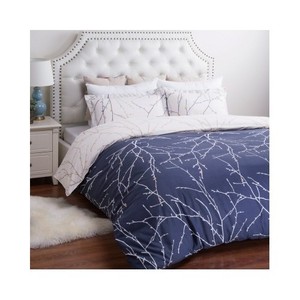 Modern Tree Duvet Set Contemporary Blue Bedroom Bedding Bed Cover Shams 3pc NEW