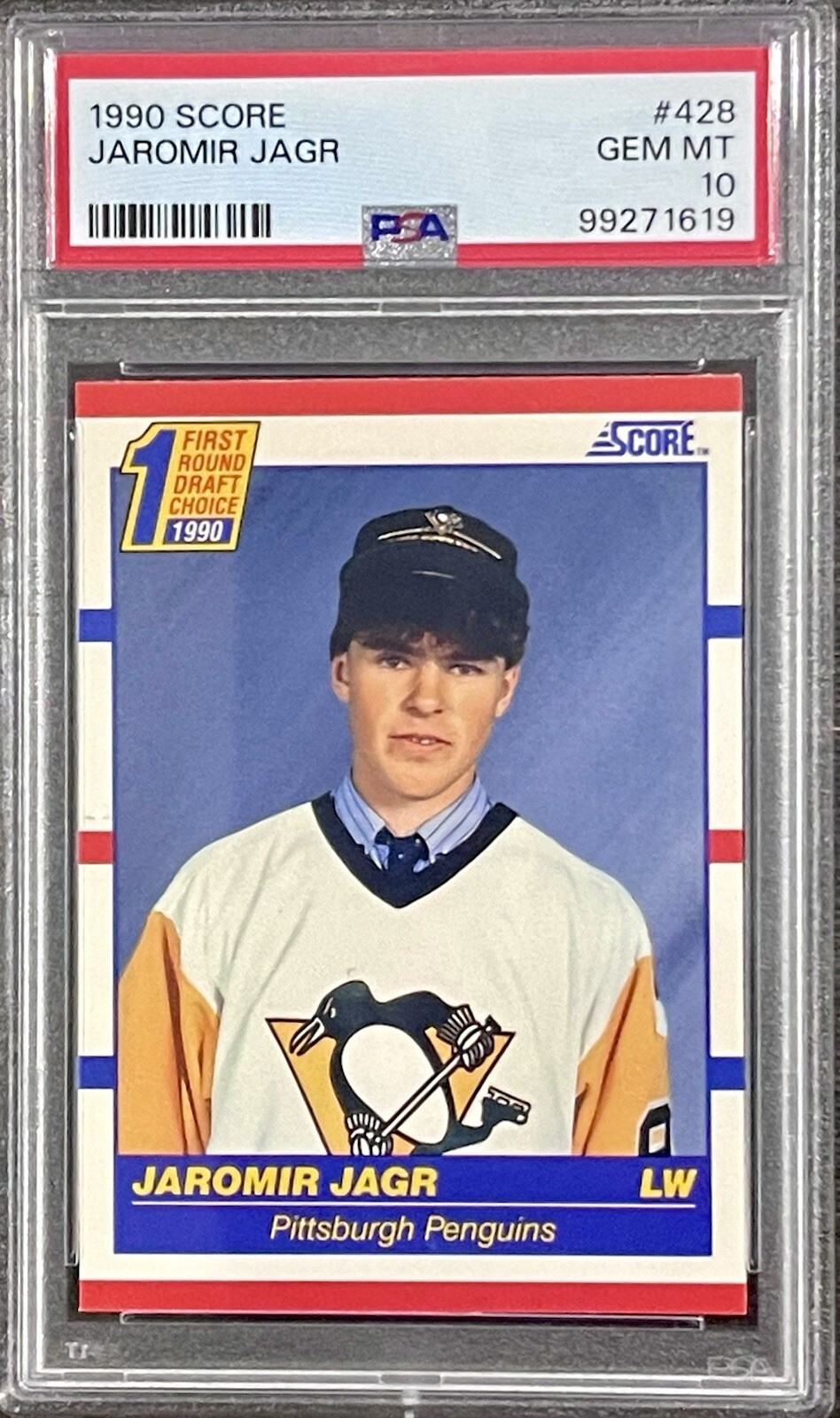 1990 Score #428 Jaromir Jagr Rookie Card HOF Pittsburgh Penguins GEM MINT PSA10