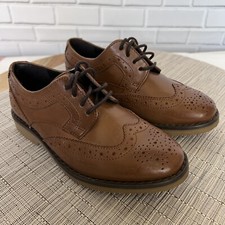M S Kids' Leather Brogues School Shoes with Classic Brogue Details Pointed Toe