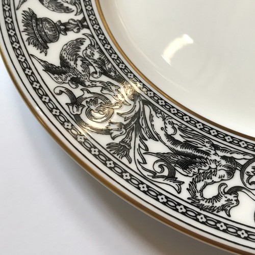 Wedgewood Florentine Dessert Salad Plate Black Dragon Gold Rim 8 1/4" Set of 4 - Picture 7 of 12