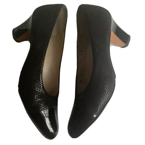 Salvatore Ferragamo schwarz Leder gemustert Pumps Zehenkappe Made in Italy Gr. 8 B - Bild 3 von 12