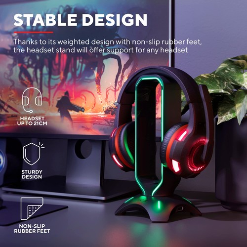 GXT 265 Cintar RGB Headset Halterung Kopfhörer Ständer 2 USB-Anschlüsse Passe... - Bild 2 von 9