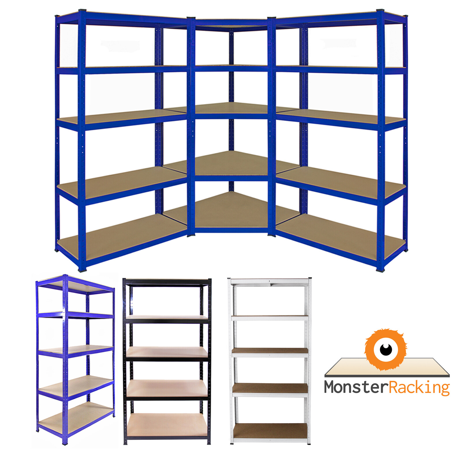 Garage Racking 5 Tier Shelving Unit Boltless Heavy Duty Metal Shelf