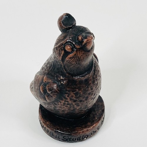 HENRI STUDIO PALATINE IL CAST STONE BRASS COATED CA QUALL GARDEN STATUE FIGURINE - Picture 7 of 15