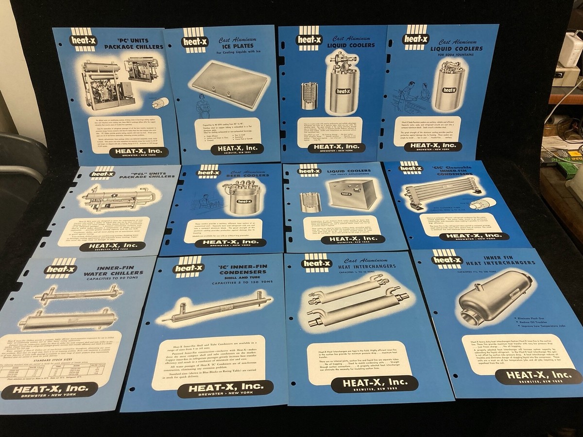 VINTAGE 1955 HEAT-X LOT OF 12 CATALOGS FOR REFRIGERATION AC
