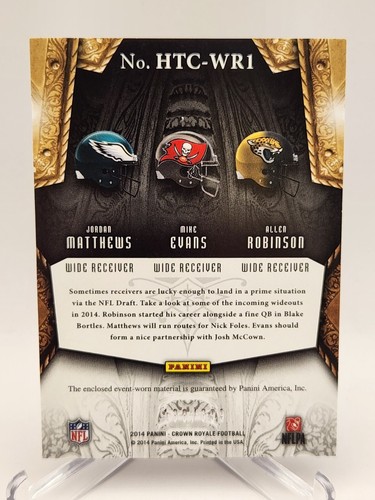 2014 Crown Royale /399 Allen Robinson Jordan Matthews Mike Evans Rookie RC - Picture 2 of 2