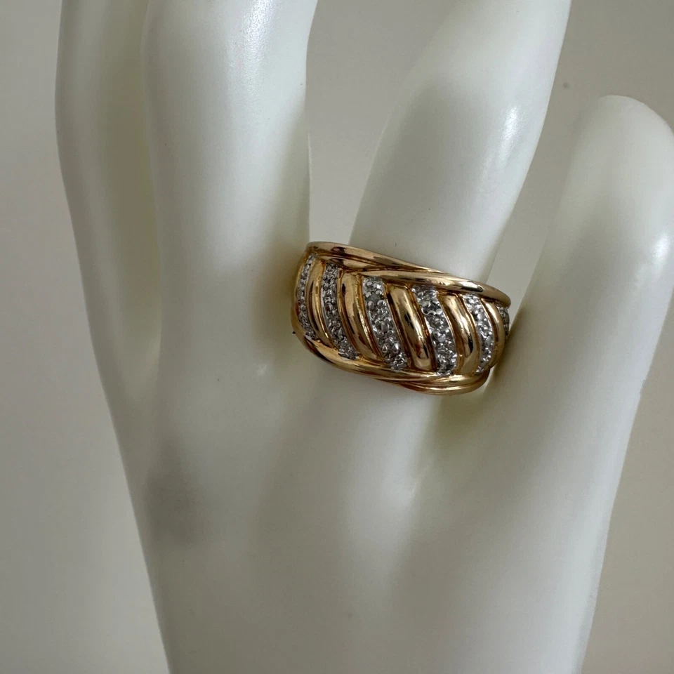 Anillo Ross Simons Plata de Ley 925 Vermeil Diamante Acento Damas Banda 9 Foto 3 de 4