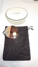 Links London Chrome Round Jewelry Trinket Vanity Box Black Velvet Lined