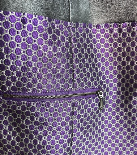Doncaster *RARE* Snap Front Purple Gold B-Hive Black Chic Leather Trim Jacket 20 - Picture 3 of 11