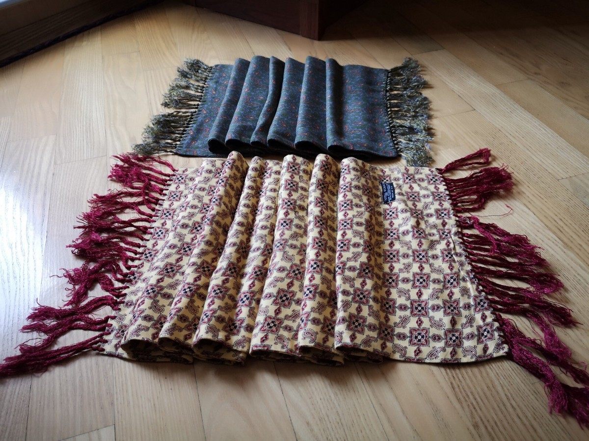 fringed scarfs (2pc) vintage Tootal silk (rayon) England fabric | eBay