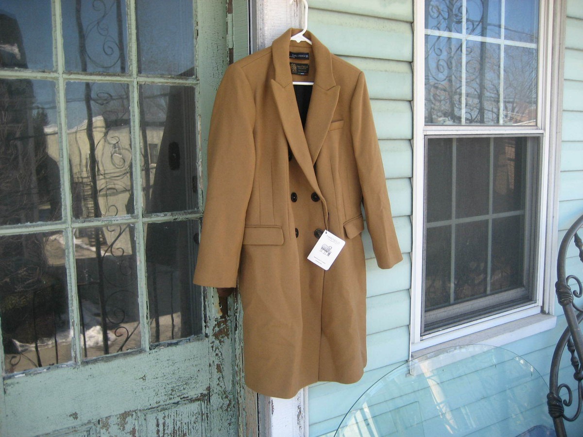 ZARA Woman Manteco Wool Blend Long Coat with Lapel Collar ZARA Woman Manteco Wool Blend Long Coat with Lapel Collar