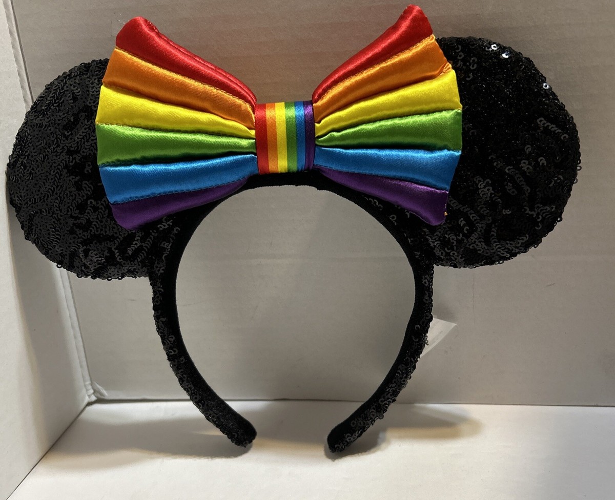 Disney Park Disneyland Rainbow Bow Minnie Mouse Black Sequin  display picture 1