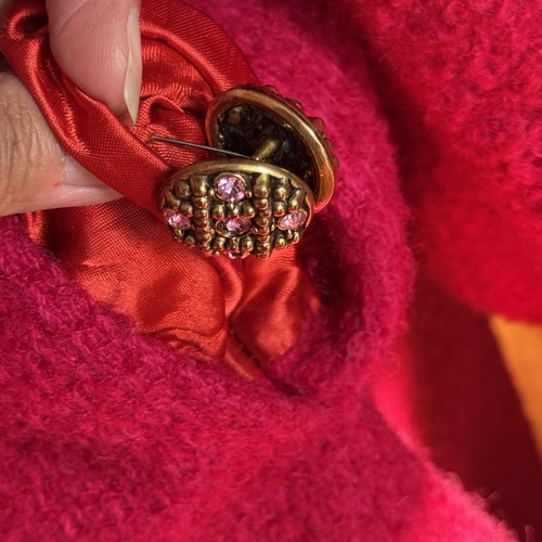 Vintage 60s Dumas Raspberry Pink Boucle Coat Mod Retro, Rhinestone Buttons. READ - Picture 9 of 15