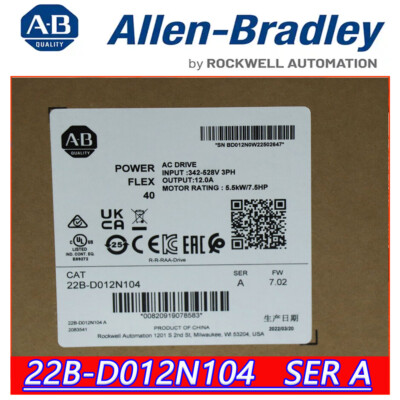 Brand New Allen Bradley 22B-D012N104 SER A POWERFLEX 40 AC DRIVE 7.5 HP