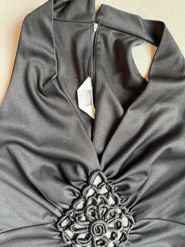 1970s Vintage Montgomery Ward Black One Piece/ Cutout Jumpsuit/ Romper/ Playsuit - Picture 4 of 11