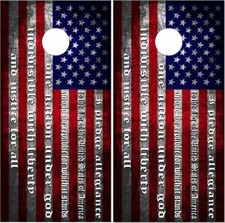 Pledge American Flag Grunge Cornhole Wrap Bag Toss Skin Decal Sticker