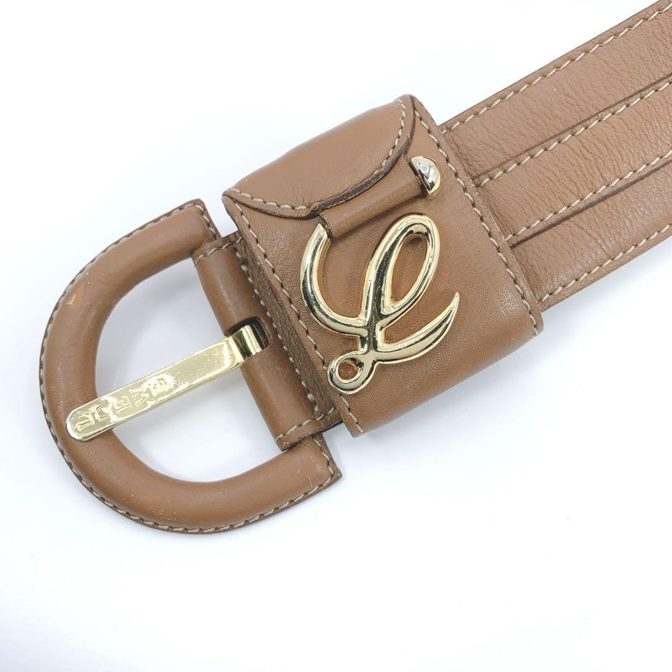 Loewe Leather Belt Brown Belt Logo Thick Brand Women Designer Luxury