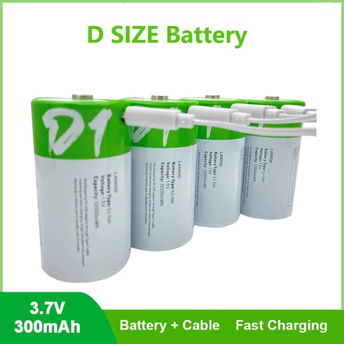 Lot De Piles Rechargeables USB Type D (D1/LR20) Lithium 1.5V 12000 MWh - Marque Smartools