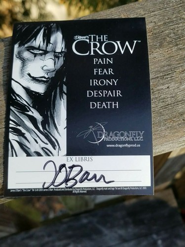 THE CROW J. O'BARR AUTHENTIC SIGNED EX LIBRIS PEEL OFF STICKER 4 X 3 INCHES - Picture 8 of 10