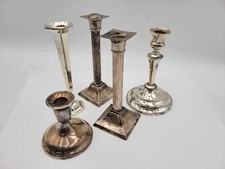 5Pc Assorted Silvertone Candle Stick Holder Wedding Table Decor Centerpiece
