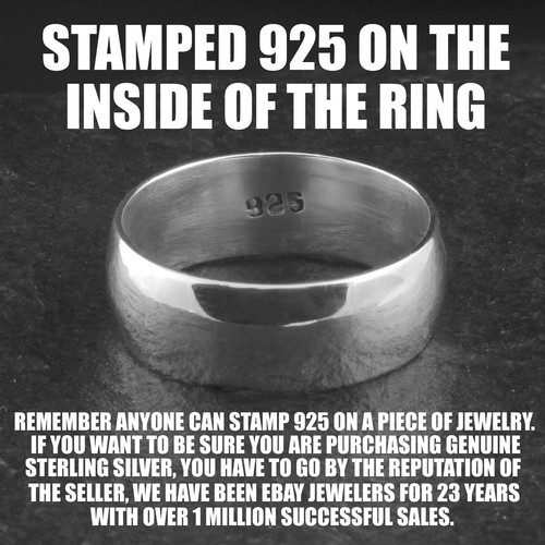 Guaranteed 925 Sterling Silver Plain Polished Wedding Band Ring Men's Women's - Picture 2 of 8