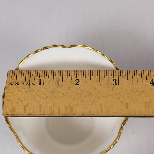 TAZA Y PLATILLO Hammersley porcelana de hueso fino - remolino blanco festoneado - borde dorado - Imagen 17 de 18